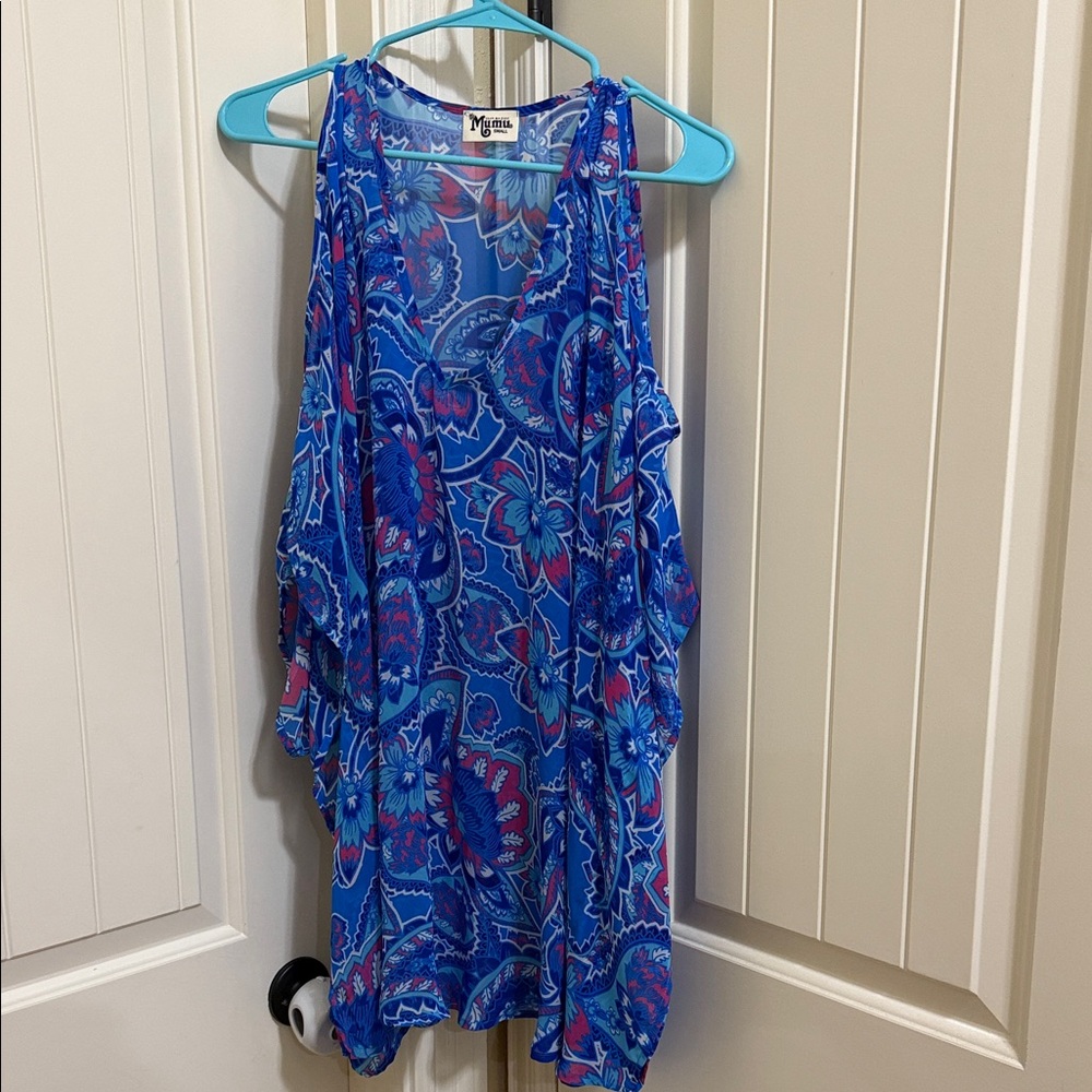 Show Me Your MuMu Blue and Pink Floral Top